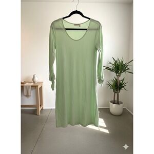 Fresh Produce Womens Mint Green Slub Knit Long Sleeve Tie Cuff T-Shirt Dress M